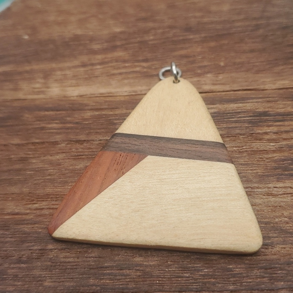 Wooden pyramid folksy necklace pendant